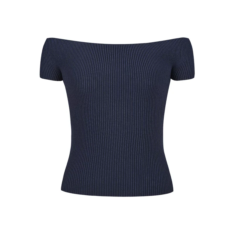 Ein-Schulter Strickoberteil Kurzarm Damen Sommer Top Dopamine Style - Image 9