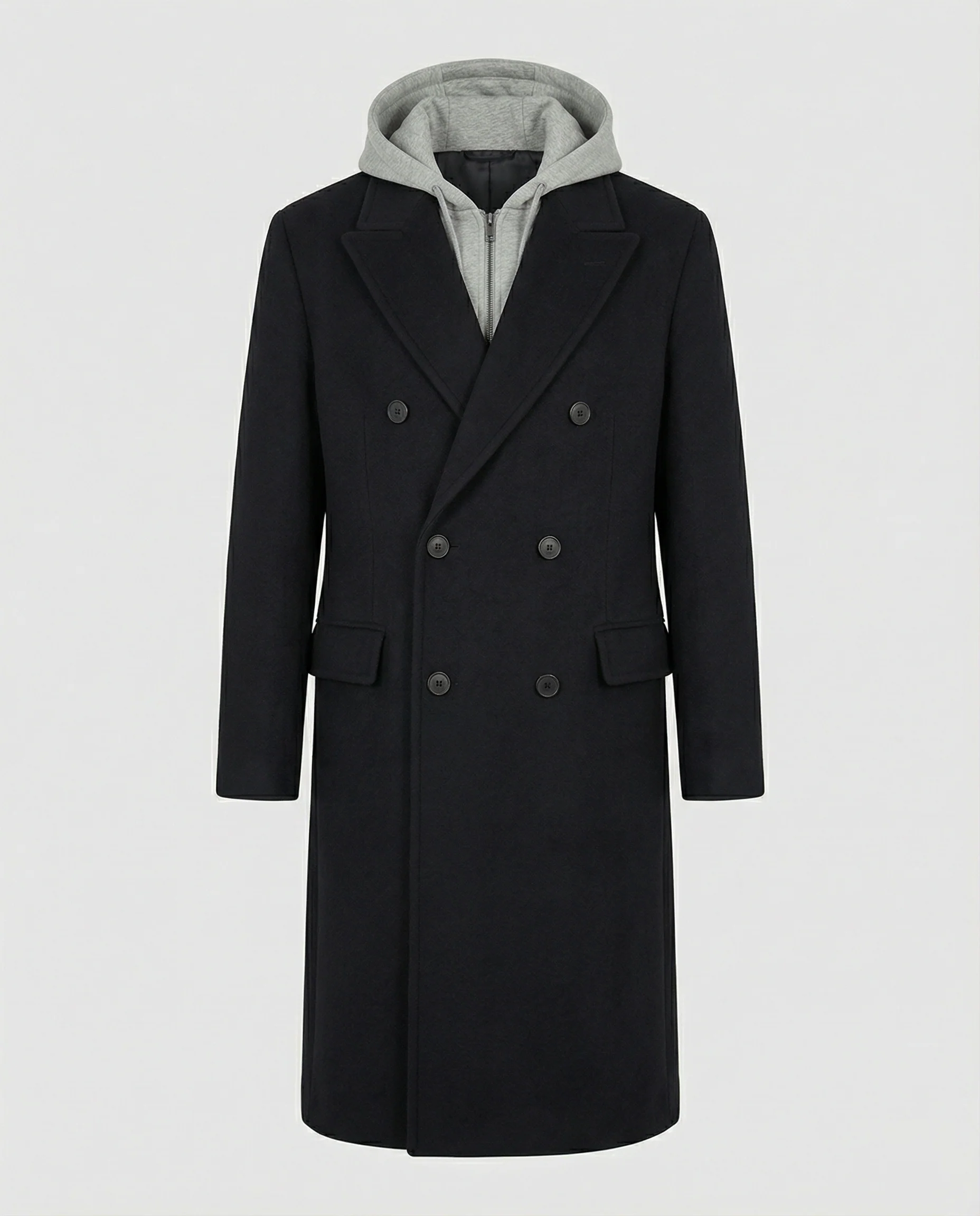 Eleganter Herren Wollmantel Mittellang mit Schulterpolstern Vibe Style Trenchcoat - Image 5