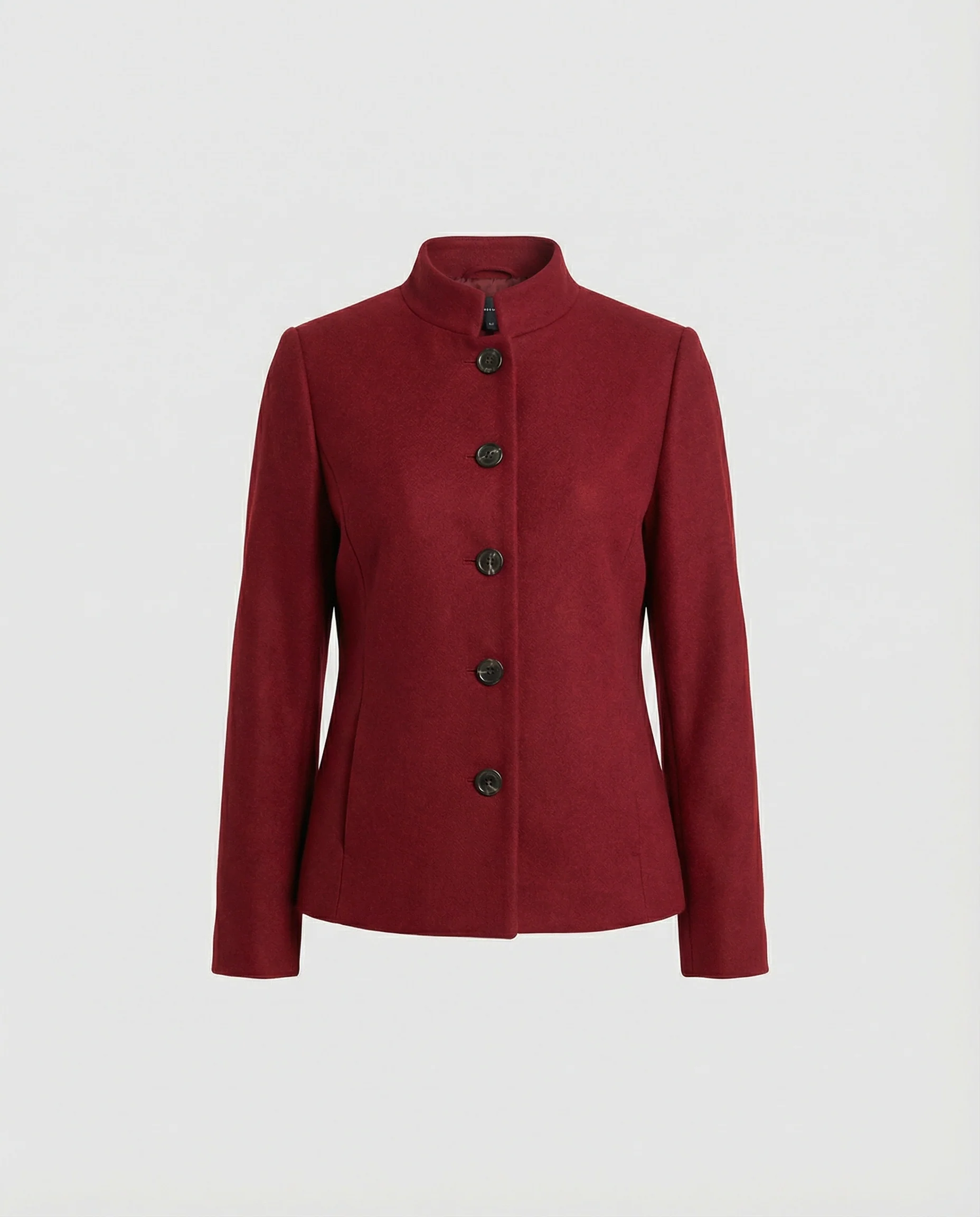 Eleganter Roter New Chinese Style Blazer mit Stehkragen und Schulterpolstern - Image 4
