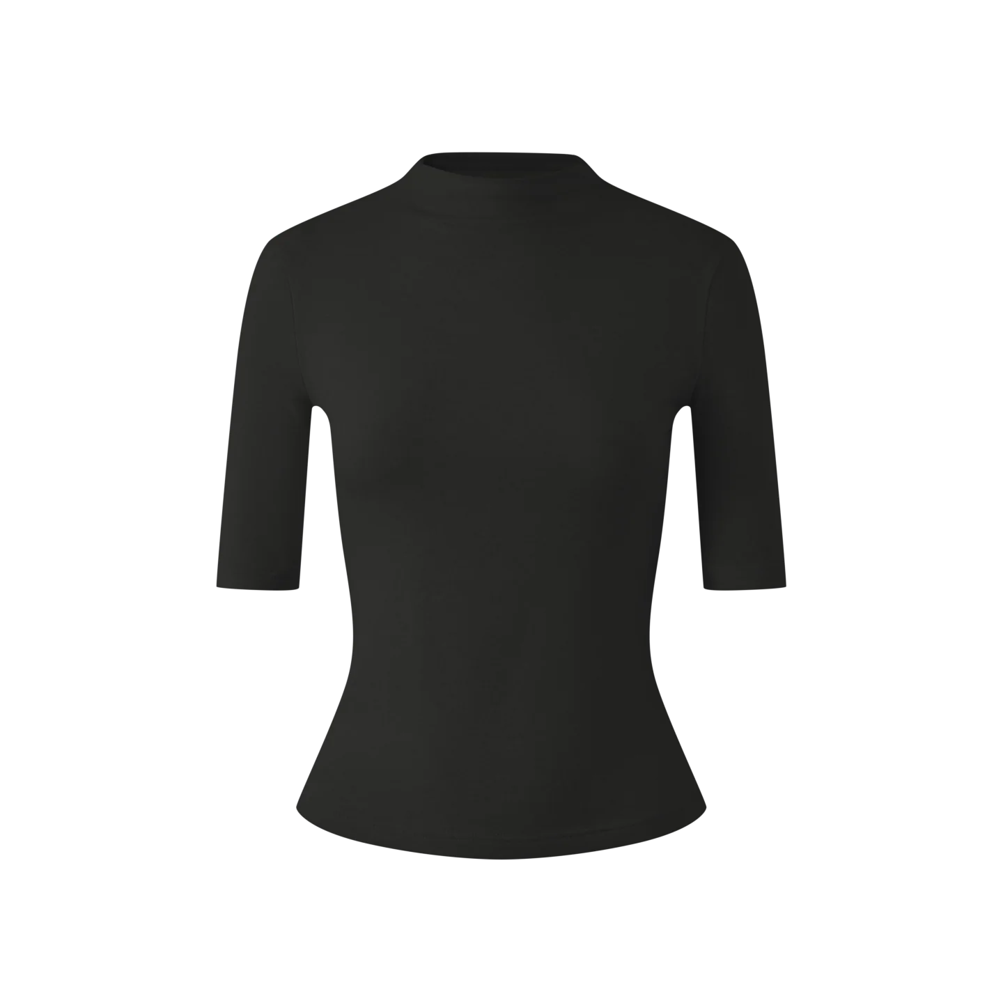 Enganliegendes Damen T-Shirt mit Merinowolle und Stehkragen für den Sommer - Image 6