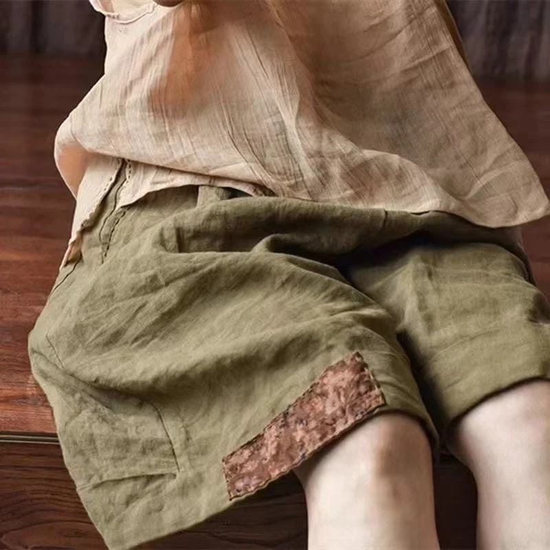 Damen Relaxed Fit Leinen Cargo Shorts mit Stilvollen Details Heidi-Mode - Image 2