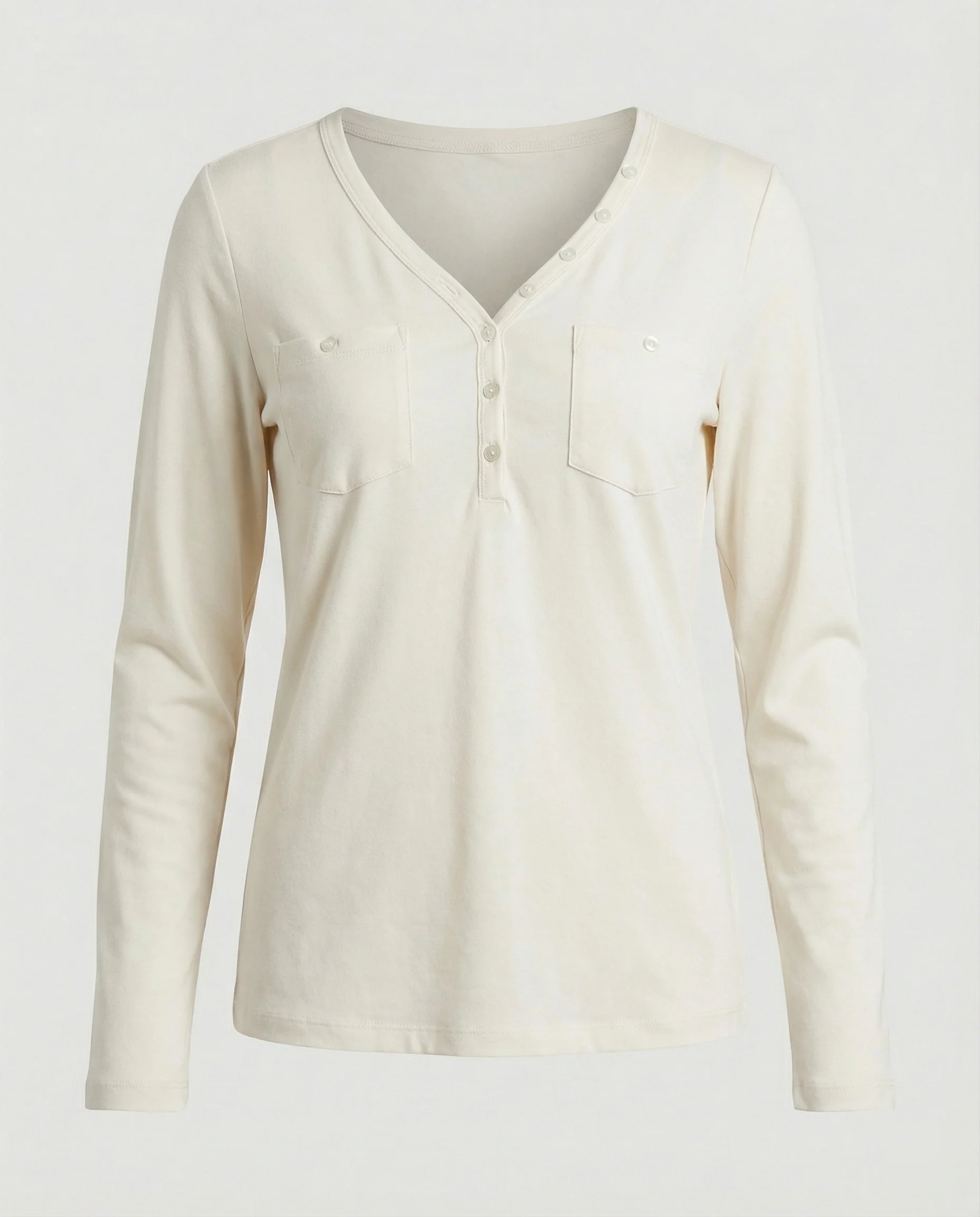 Figurbetontes Damen Langarmshirt mit V-Ausschnitt für Herbst und Frühling - Image 6