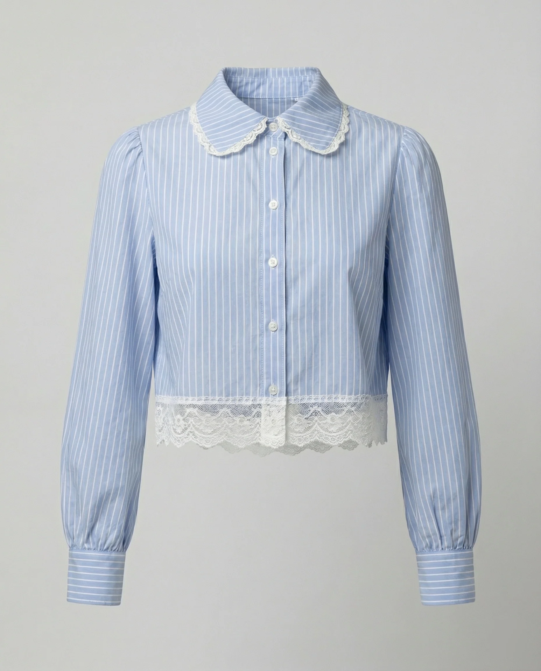 Französische Chic Bluse mit Blumenstickerei Spitze Gestreift Herbst Jacke - Image 5