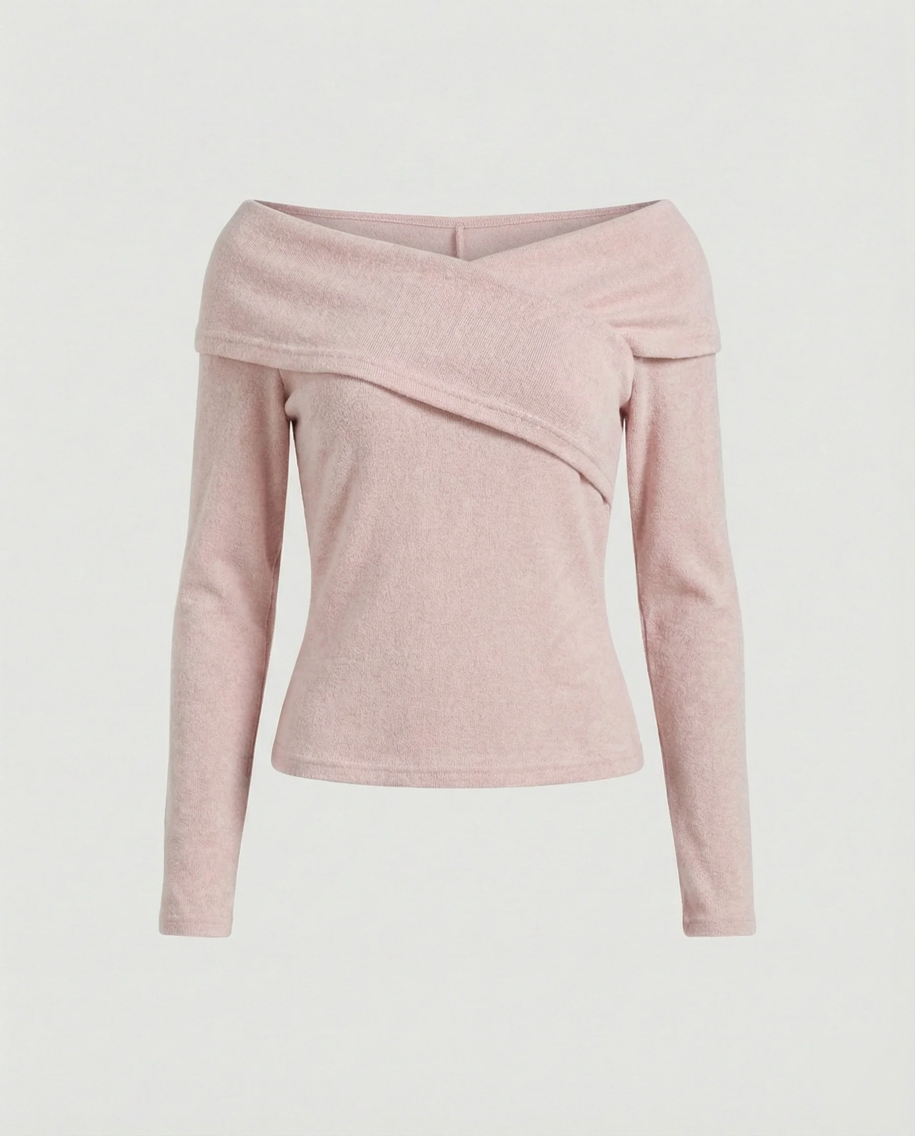 Französisches V-Ausschnitt Langarmshirt Damen Slim Fit Stretch Oberteil - Image 10