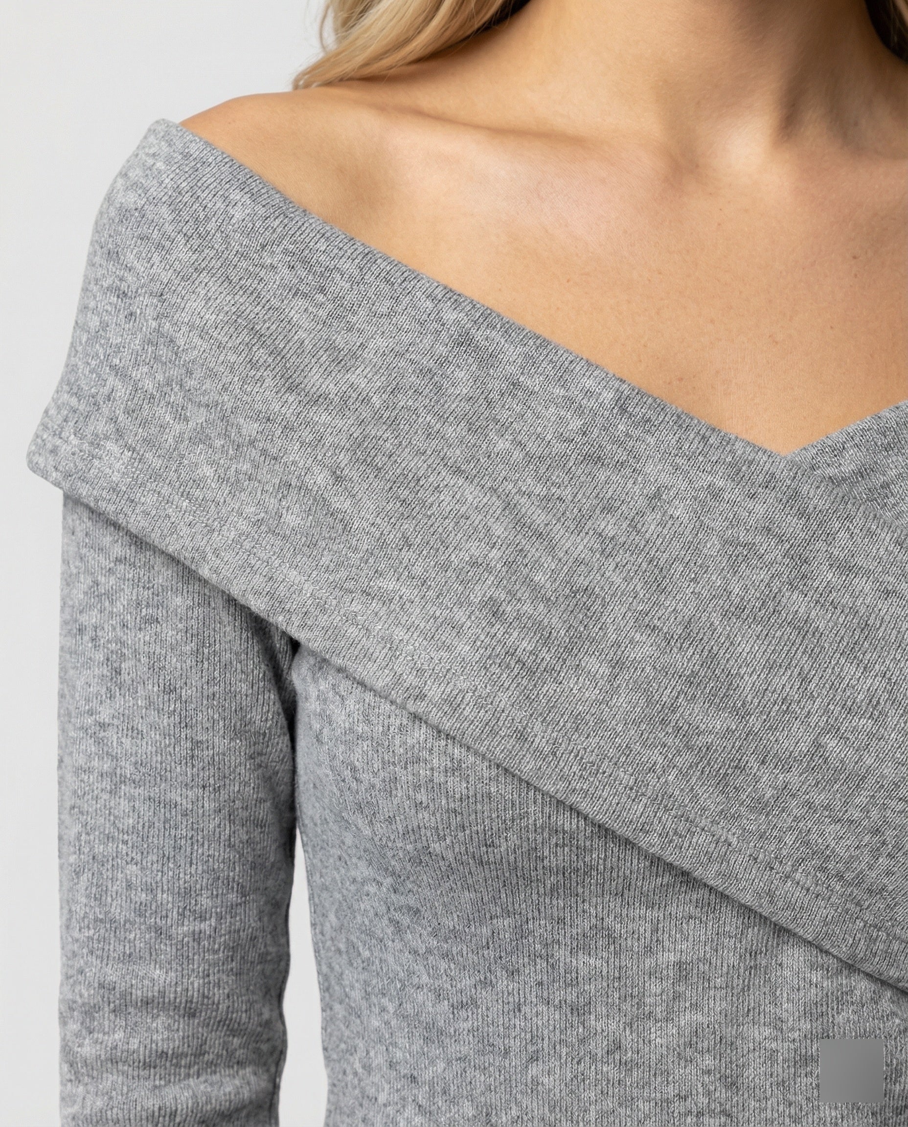 Französisches V-Ausschnitt Langarmshirt Damen Slim Fit Stretch Oberteil - Image 2