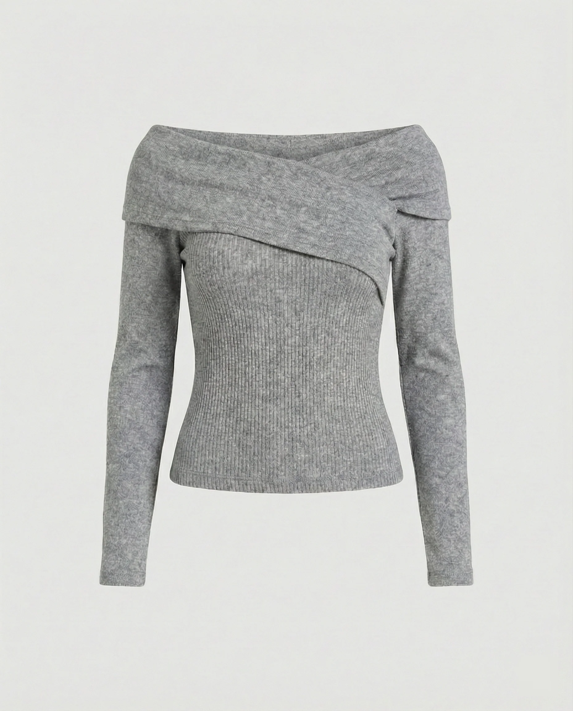 Französisches V-Ausschnitt Langarmshirt Damen Slim Fit Stretch Oberteil - Image 5