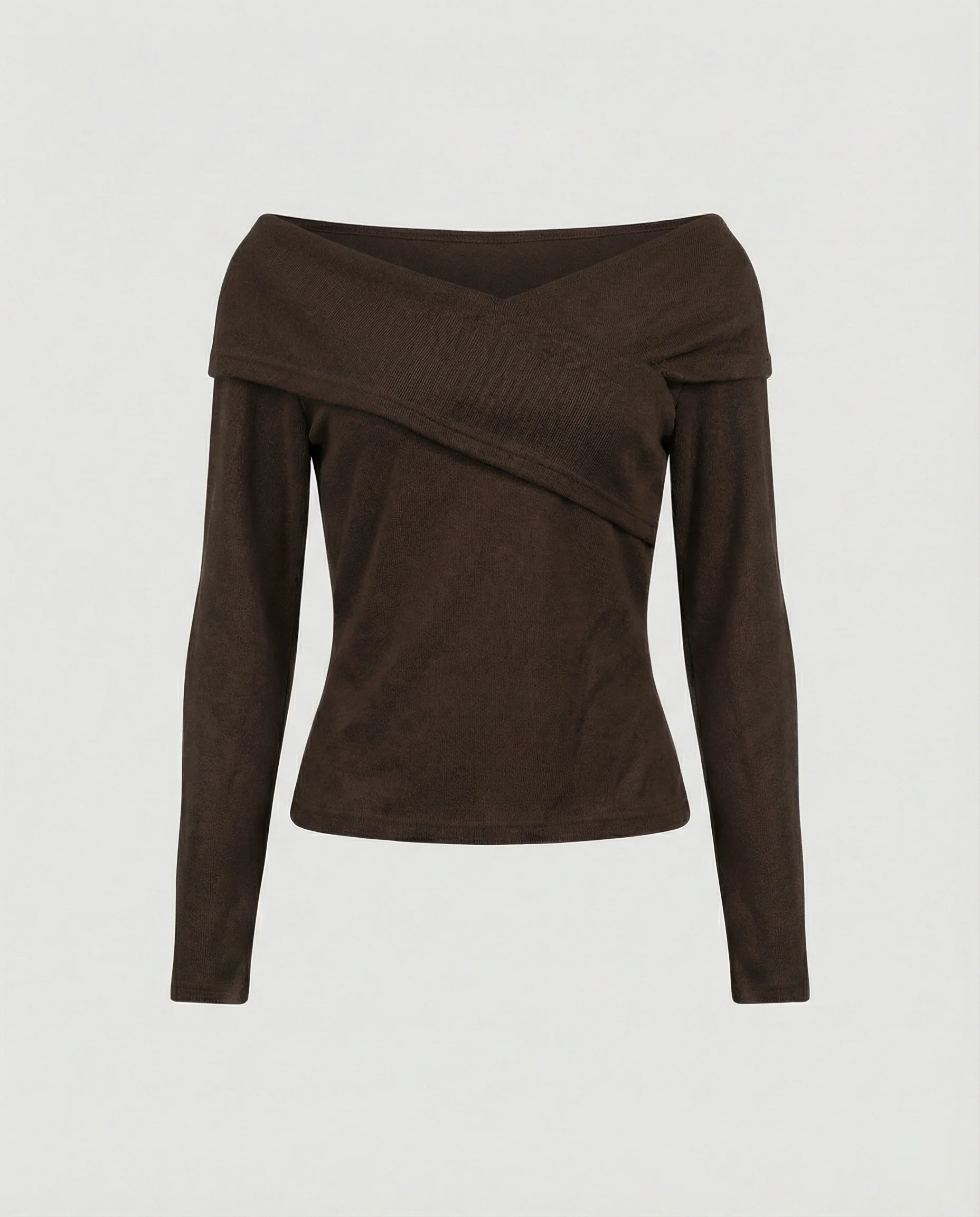 Französisches V-Ausschnitt Langarmshirt Damen Slim Fit Stretch Oberteil - Image 8