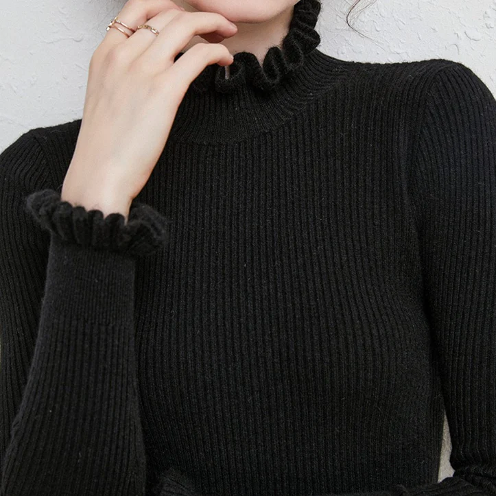 Heidi-Mode | Rollkragen-Strickpullover mit zarten Rüschendetails - Image 13