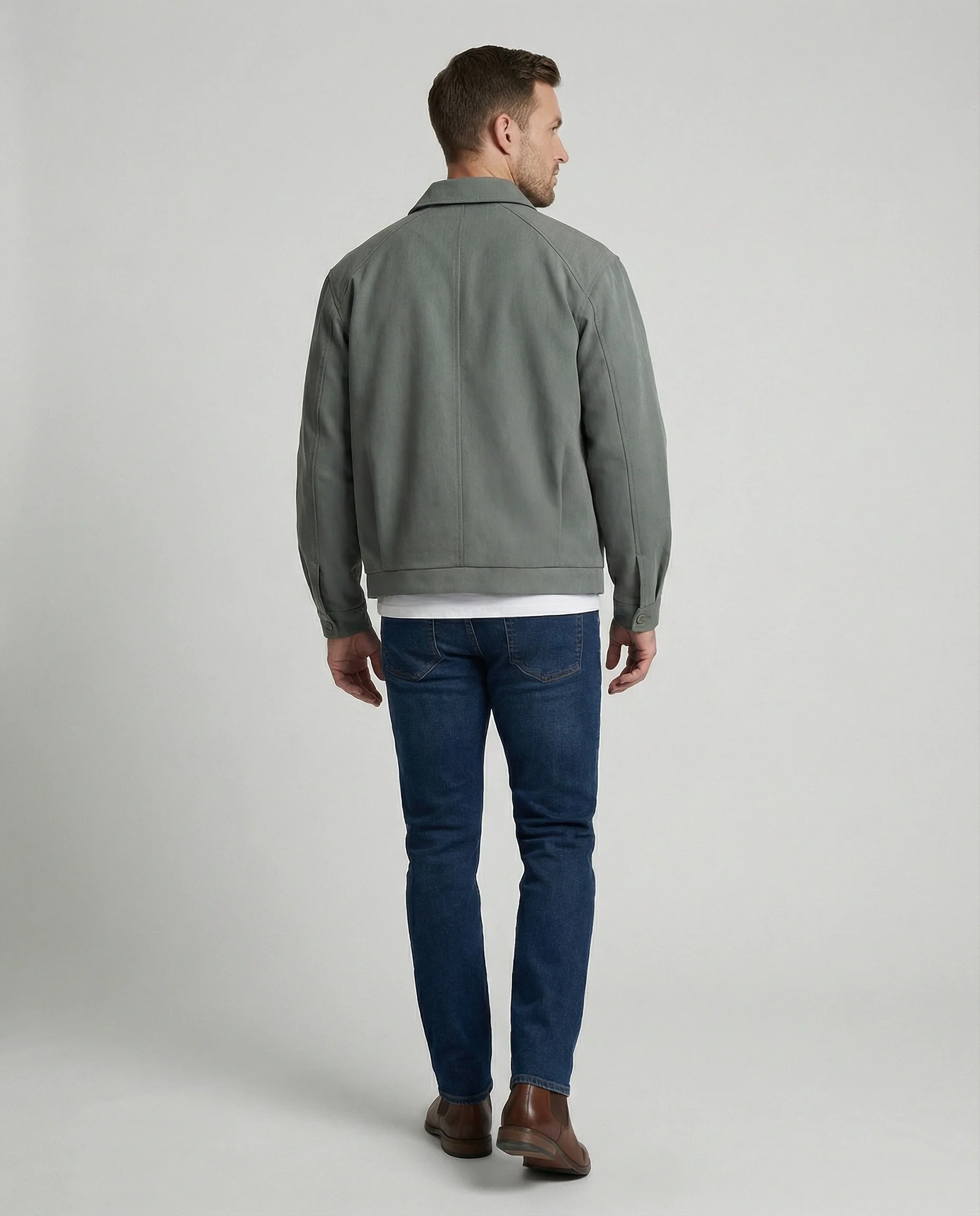Graue Cleanfit Retro Herrenjacke mit Schulterpolstern und Reverskragen - Image 4