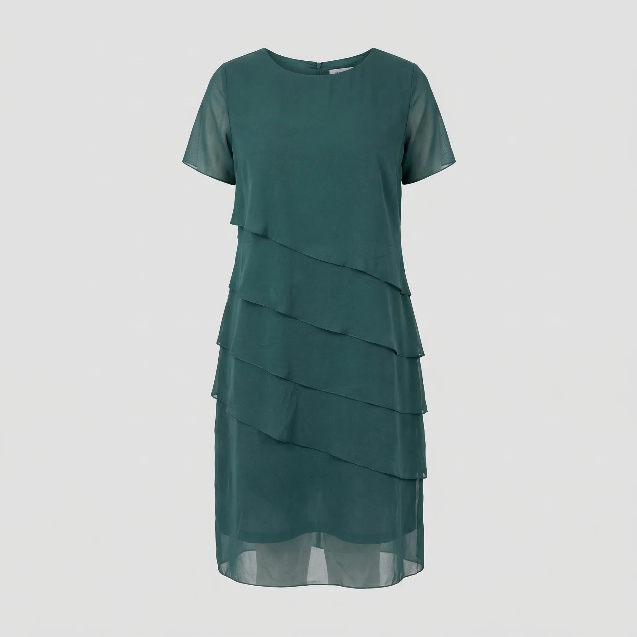 Damenkleid mit Rundhalsausschnitt, kurzen Ärmeln und mehrlagiger transparenter Overlay-Optik | Heidi-Mode - Image 5