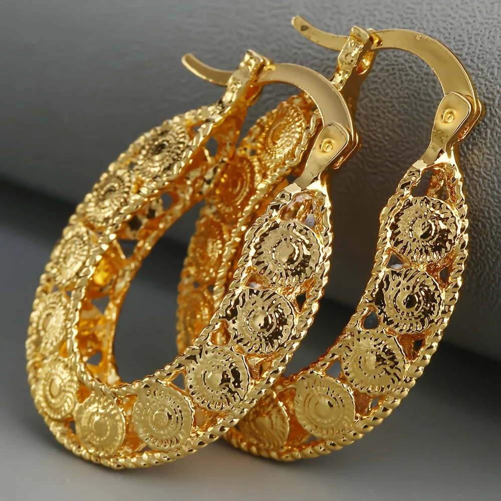 Heidi-Mode | 14Kt Gold Einzigartige Gold Filigrane Chunky Creolen