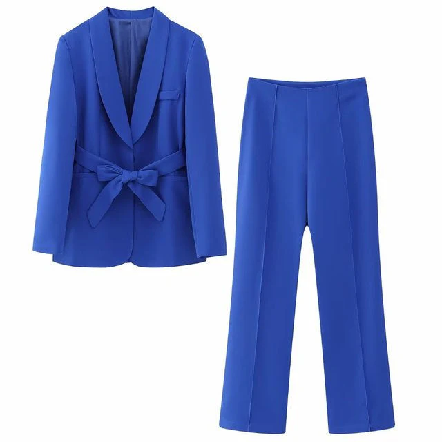 Heidi-Mode | 2-Teiliger Damenanzug Eleganter Blazer mit Gürtel und Passender Hose - Image 5