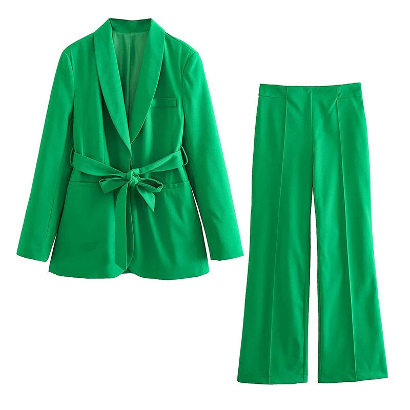 Heidi-Mode | 2-Teiliger Damenanzug Eleganter Blazer mit Gürtel und Passender Hose - Image 7