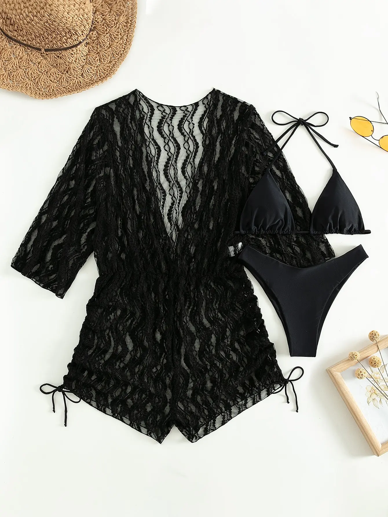Heidi-Mode | 3 Stück Bikini Tropischer Druck Badebekleidung Halter Schnürseite Badebekleidung Frauen Badeanzug Weiblich Schwimmen Sommer Strandbekleidung - Image 11