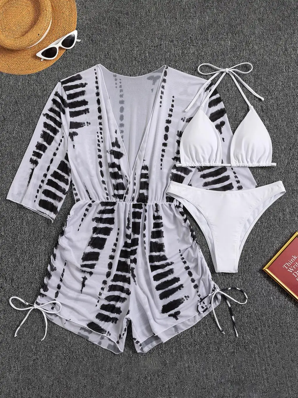 Heidi-Mode | 3 Stück Bikini Tropischer Druck Badebekleidung Halter Schnürseite Badebekleidung Frauen Badeanzug Weiblich Schwimmen Sommer Strandbekleidung - Image 14