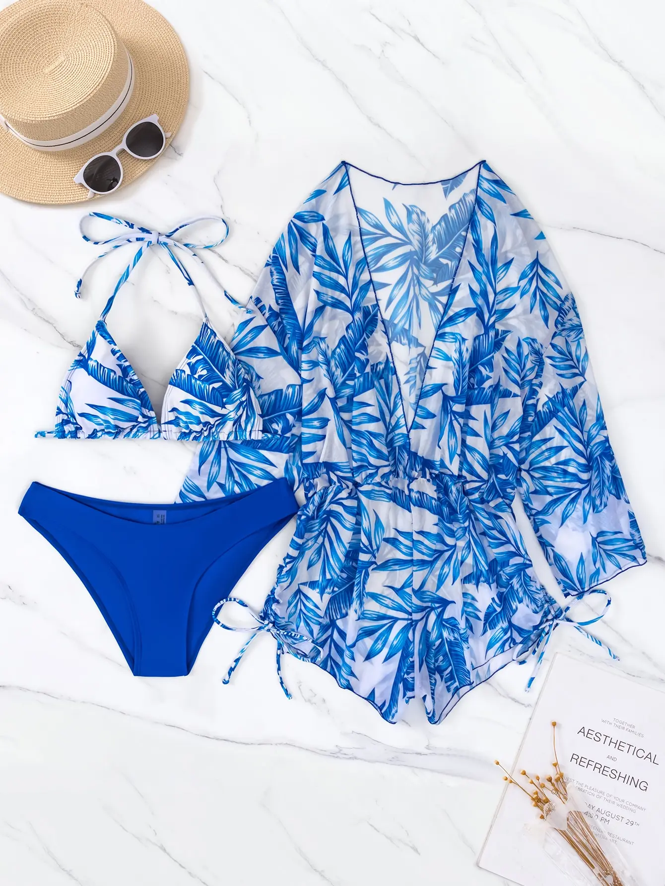 Heidi-Mode | 3 Stück Bikini Tropischer Druck Badebekleidung Halter Schnürseite Badebekleidung Frauen Badeanzug Weiblich Schwimmen Sommer Strandbekleidung - Image 15