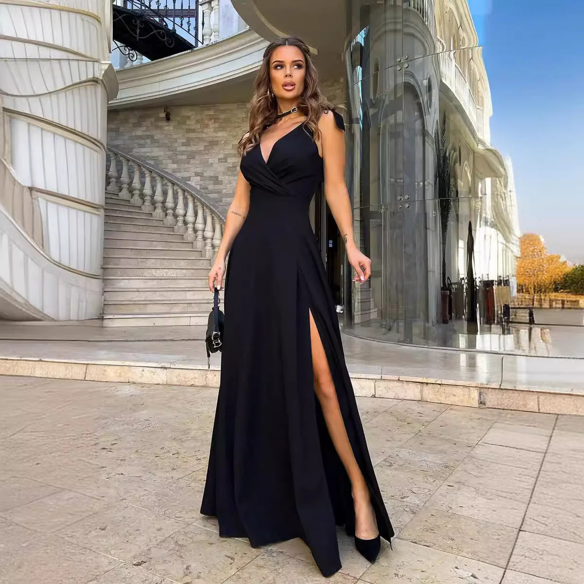 Heidi-Mode | Abendkleid Langer Plissierter Einfarbiger - Image 3