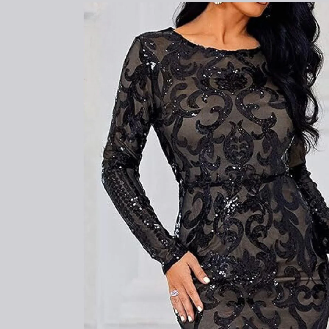Heidi-Mode | Abendkleid mit Langen Ärmeln und Pailletten - Image 4