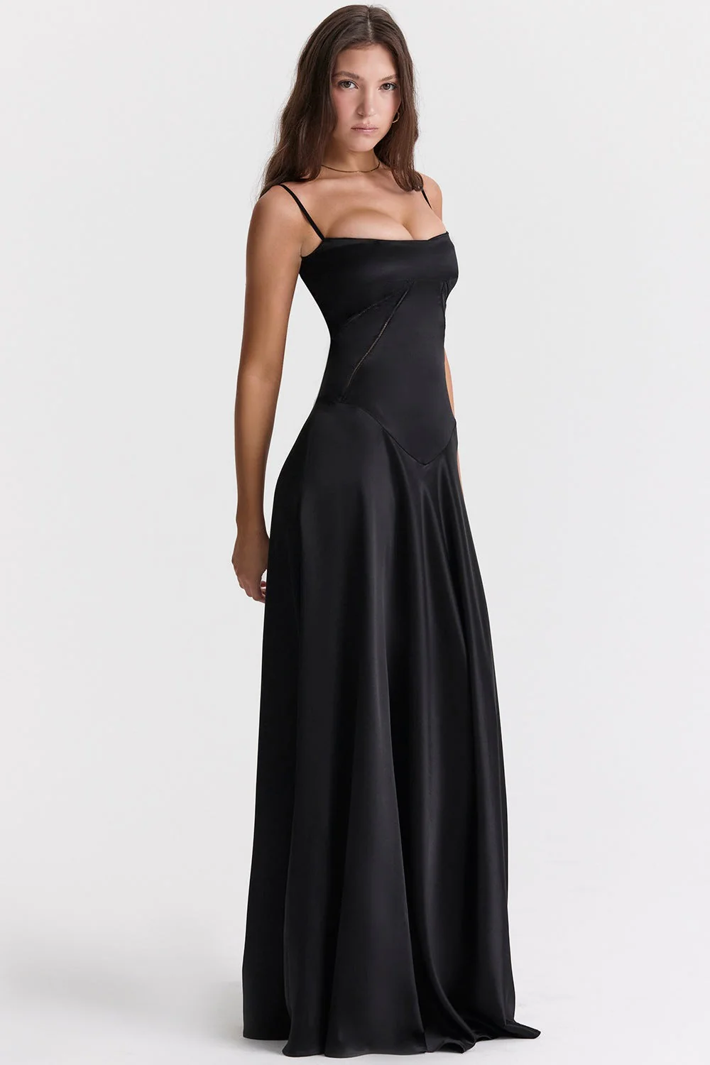 Heidi-Mode | Abendkleid Satin Glanz Spaghetti Träger Rückenfrei Schmaler Schnitt Elegantes Kleid - Image 2