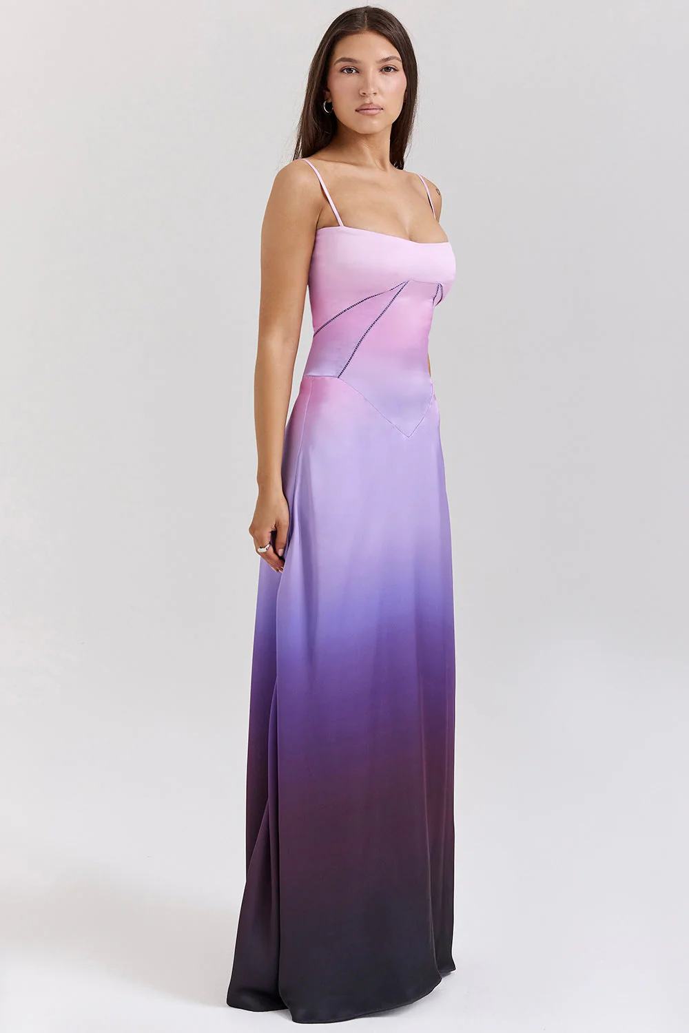 Heidi-Mode | Abendkleid Satin Glanz Spaghetti Träger Rückenfrei Schmaler Schnitt Elegantes Kleid - Image 8
