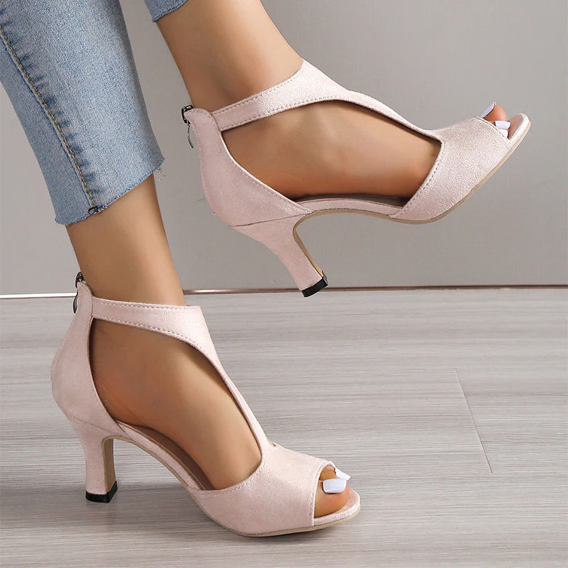 Heidi-Mode | Absatz Peep Toe Sandalen Damen, mit Rückenreißverschluss, Sommer Outdoor Schuhe" - Image 3
