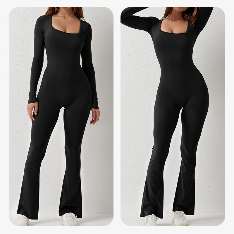 Heidi-Mode | Langärmeliger Damen-Overall mit Quadratischem Ausschnitt und Weitem Bein - Image 2