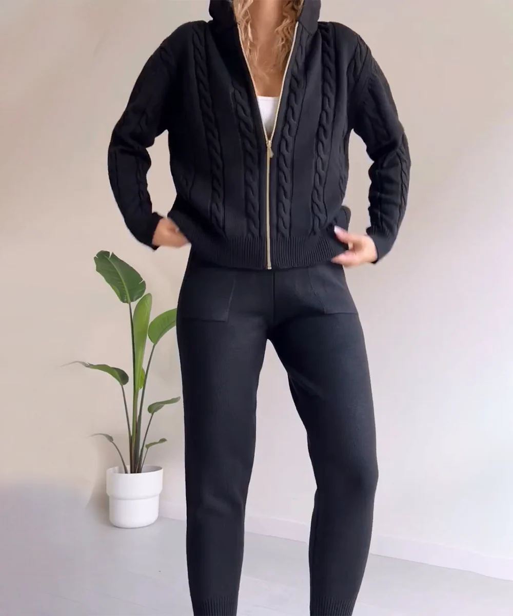 Heidi-Mode | 2-Teiliges Set mit Strickjacke und Lässigem Jacquard-Pullover - Image 7