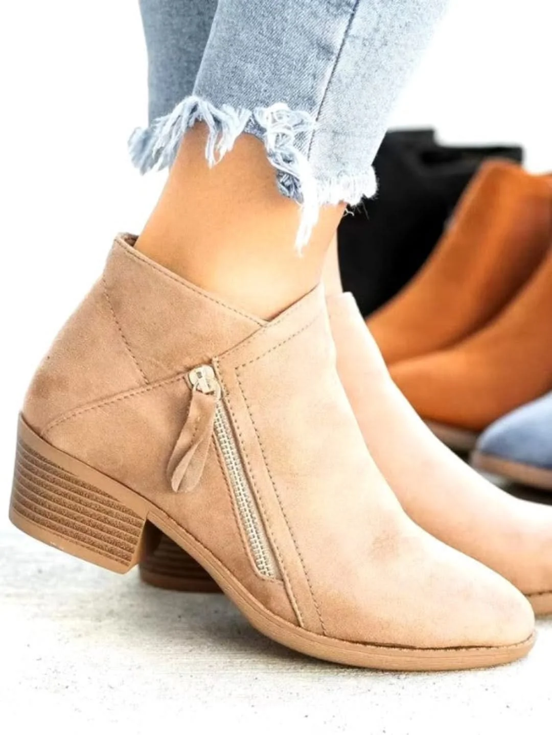 Heidi-Mode | Ankle Zipper Aus Wildleder Stil Chic und Unübertroffener Komfort - Image 4