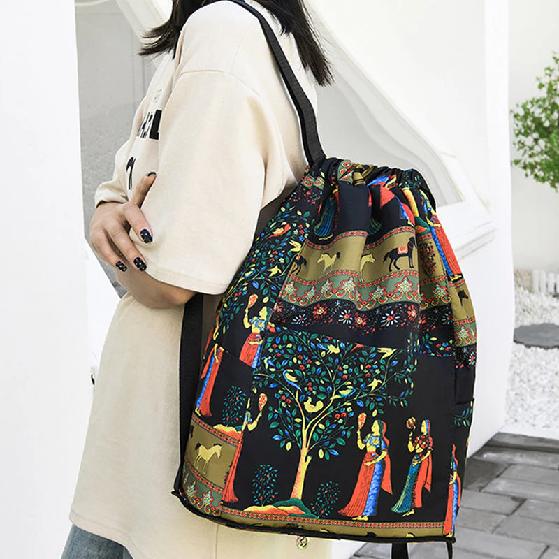 Heidi-Mode | Faltbarer Rucksack Großer Wasserdichter Rucksack Zum Zusammenfalten mit Kordelzug - Image 9