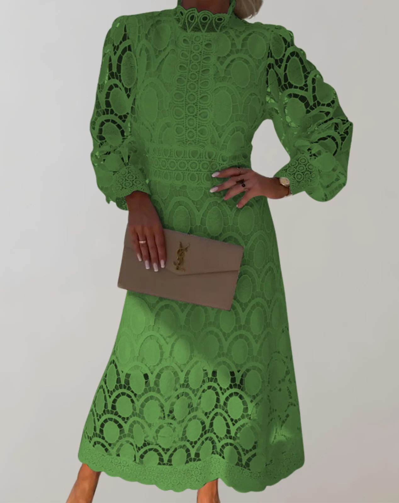 Heidi-Mode | Anspruchsvolles Midikleid Aus Weißer Spitze Spitzenkleid Im Vintage-Stil - Image 6