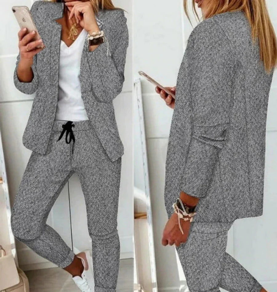 Heidi-Mode | Anzug-Set Moderner Zweiteiler mit Weiter Hose Taillierter Blazerjacke - Image 3