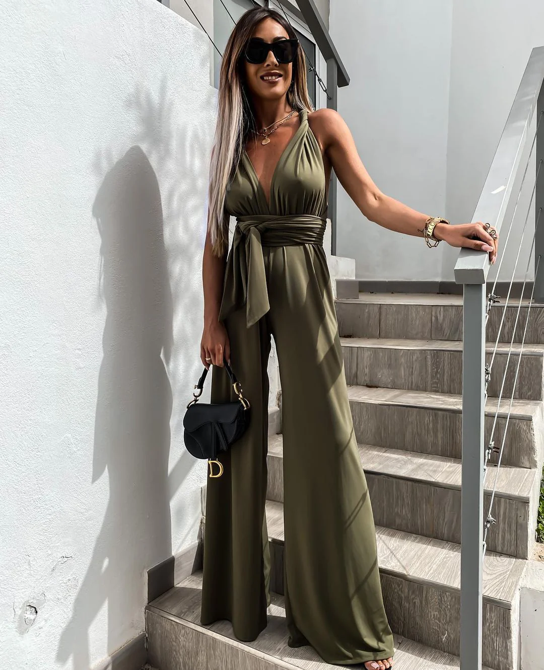 Heidi-Mode | Ärmelloser Einfarbiger Taillengürtel-Overall - Image 10