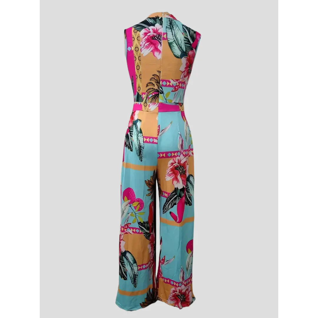 Heidi-Mode | Ärmelloser Jumpsuit - Boho - Blumendruck Weites Bein - Image 2