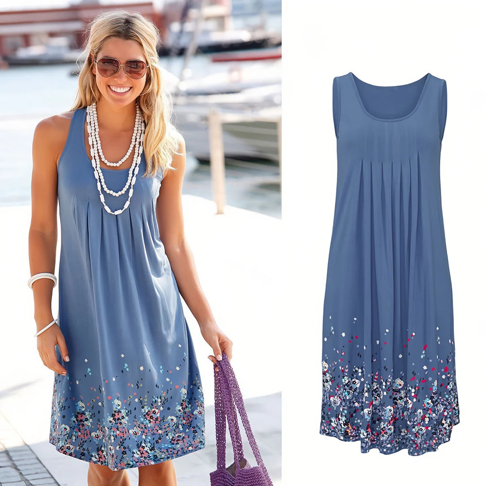 Heidi-Mode | Ärmelloses, Lockeres Kleid mit Blumendruck - Image 5