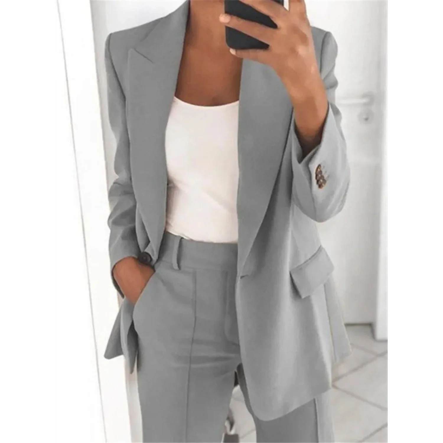 Heidi-Mode | Ausschnitt Langarm Büro Damen Blazer - Image 3