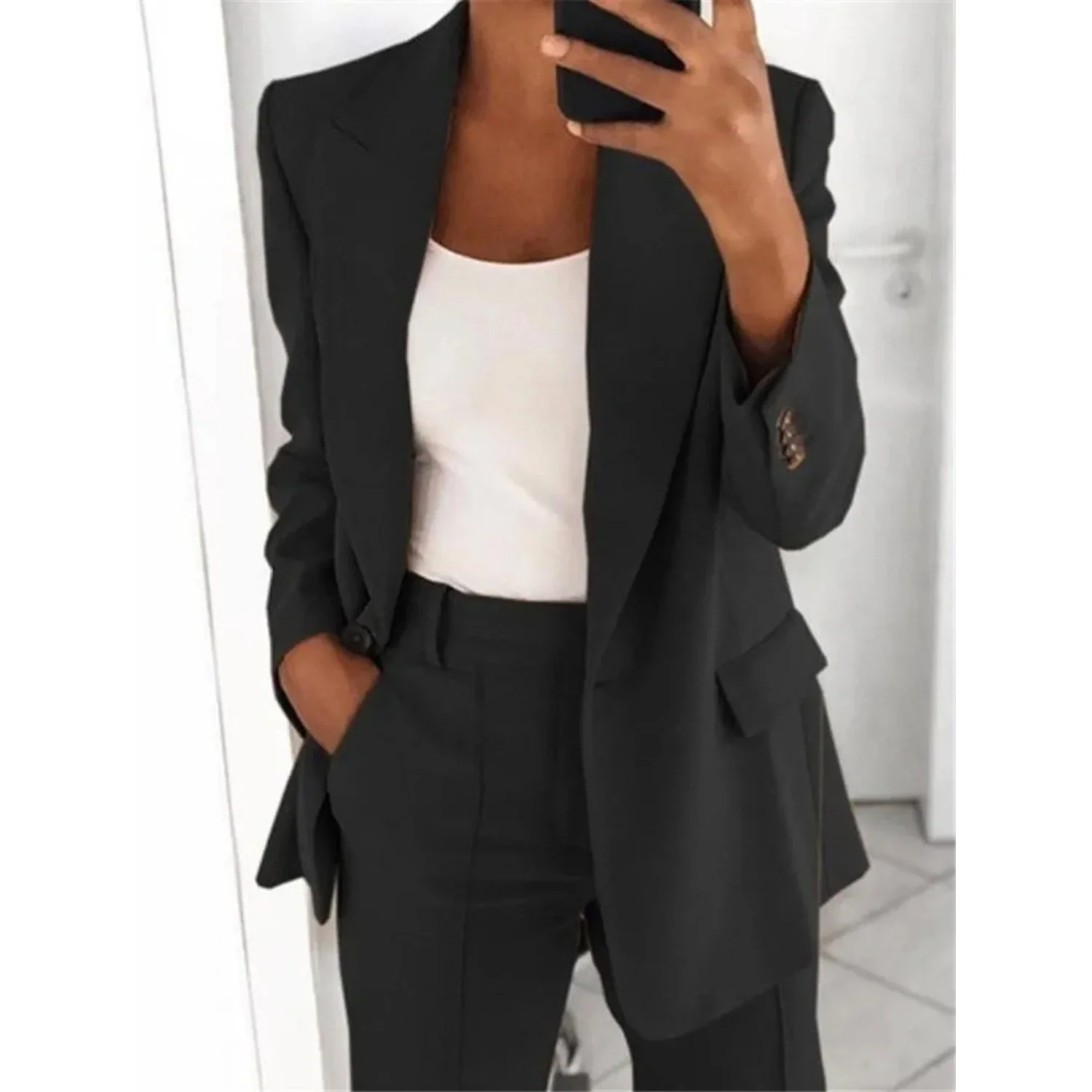 Heidi-Mode | Ausschnitt Langarm Büro Damen Blazer - Image 7