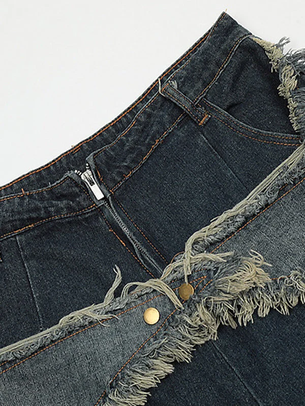 Heidi-Mode | Baggy Sternmuster Patchwork Jeansshorts - Image 3