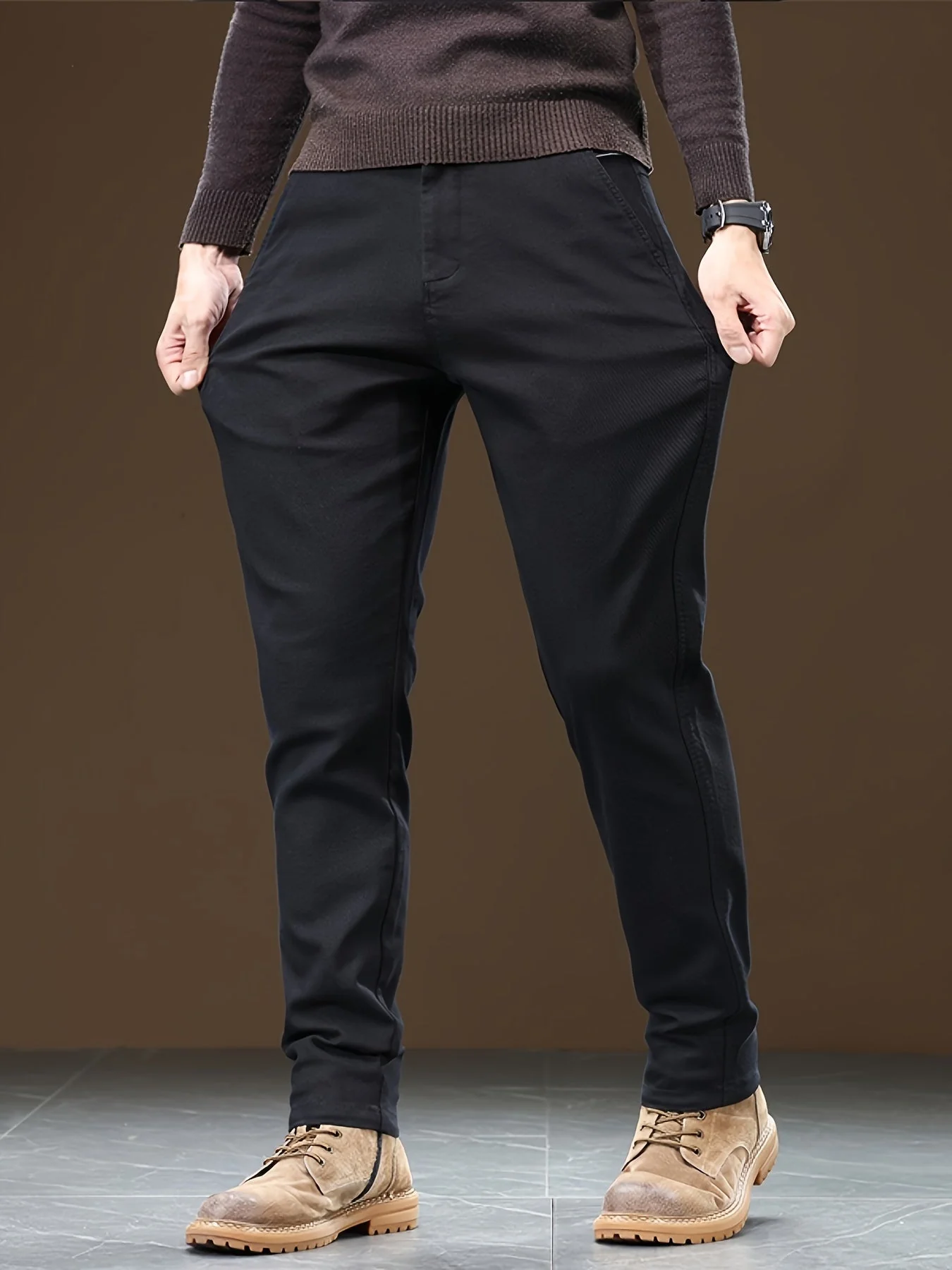 Heidi-Mode | Baumwoll Herren Chino Hose, Reguläre Passform, Dehnbarem Stoff - Image 3