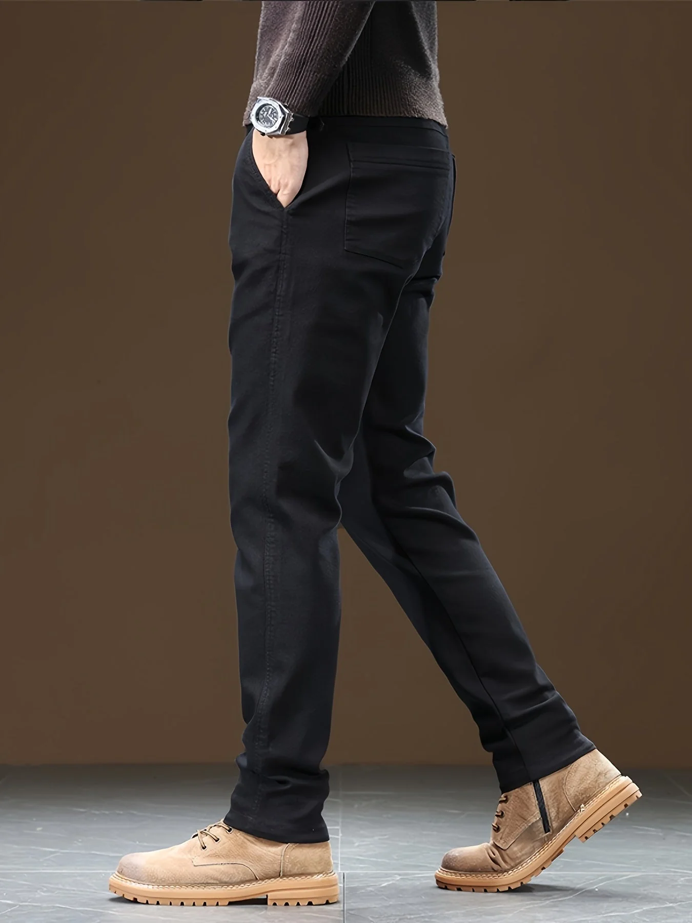 Heidi-Mode | Baumwoll Herren Chino Hose, Reguläre Passform, Dehnbarem Stoff - Image 4