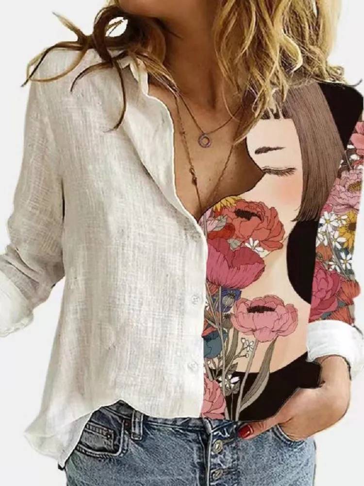 Heidi-Mode | Baumwoll Leinen Bluse mit Knopfleiste für Damen - Image 9