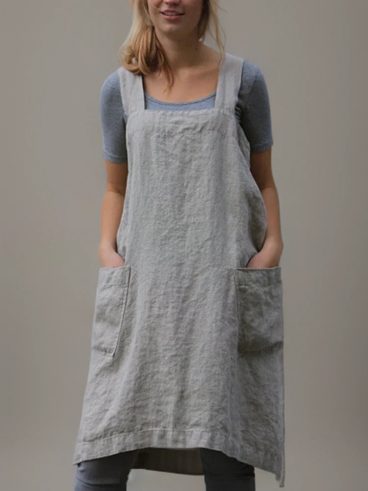Heidi-Mode | Baumwoll-Leinen Schürzenkleid mit Taschen - Image 2
