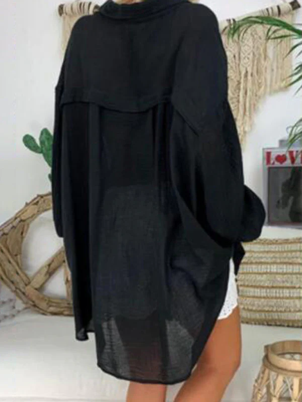 Heidi-Mode | Baumwoll-Leinen-Shirt Plus Size Damen Knopf Locker Langarm Freizeitshirt Damen Oberteile - Image 10