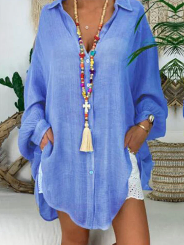 Heidi-Mode | Baumwoll-Leinen-Shirt Plus Size Damen Knopf Locker Langarm Freizeitshirt Damen Oberteile - Image 16
