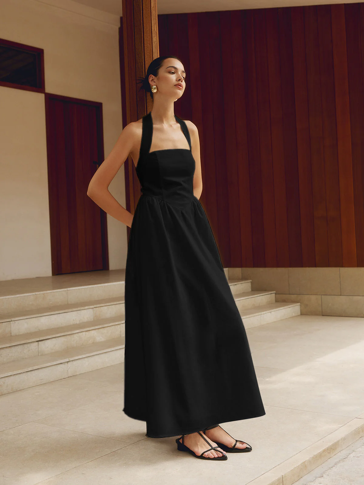 Heidi-Mode | Baumwolle & Leinen Träger A-Linie Lange Kleid - Image 13