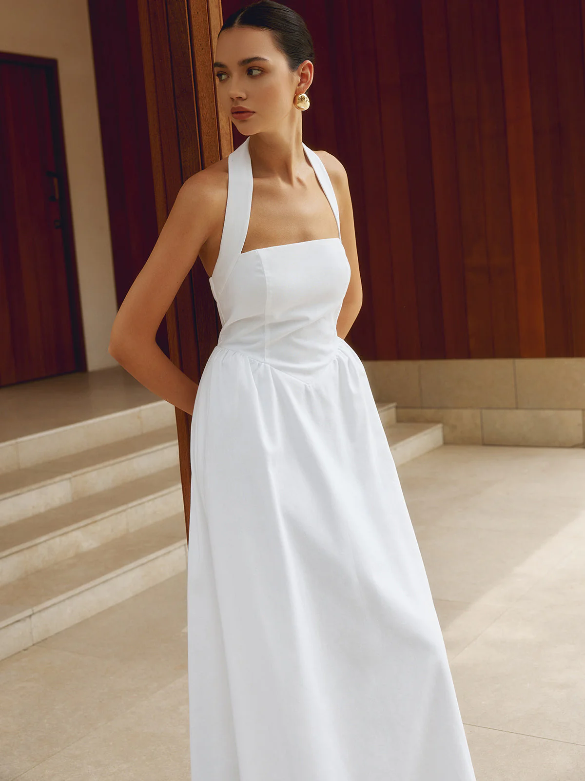 Heidi-Mode | Baumwolle & Leinen Träger A-Linie Lange Kleid - Image 4