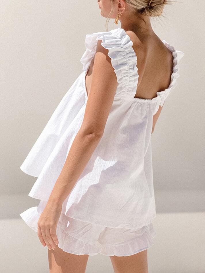 Heidi-Mode | Baumwolle Rüschen Cami Shorts Satz - Image 2