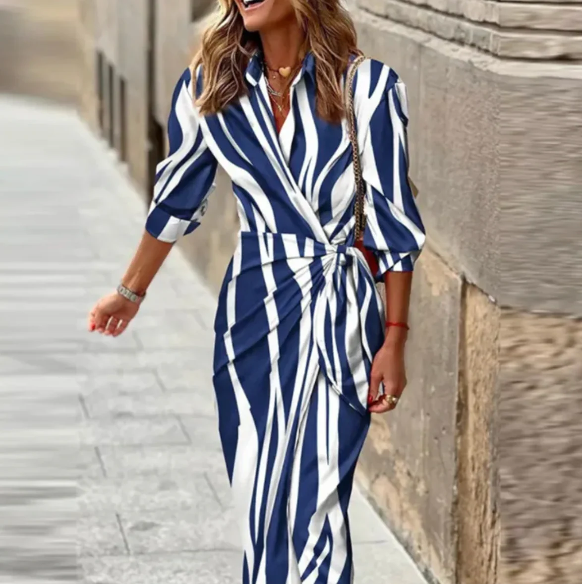 Heidi-Mode | Bedrucktes Elegantes Kleid mit Halben Ärmeln - Image 7