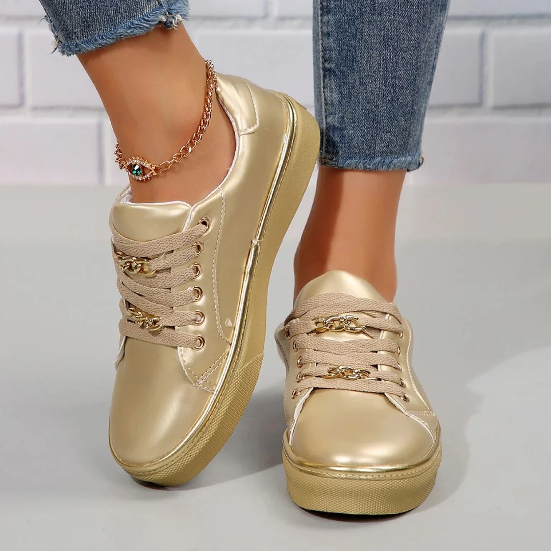 Heidi-Mode | Bequeme Damen Sneaker mit Goldakzenten und Weicher Einlegesohle für Sommer - Image 3