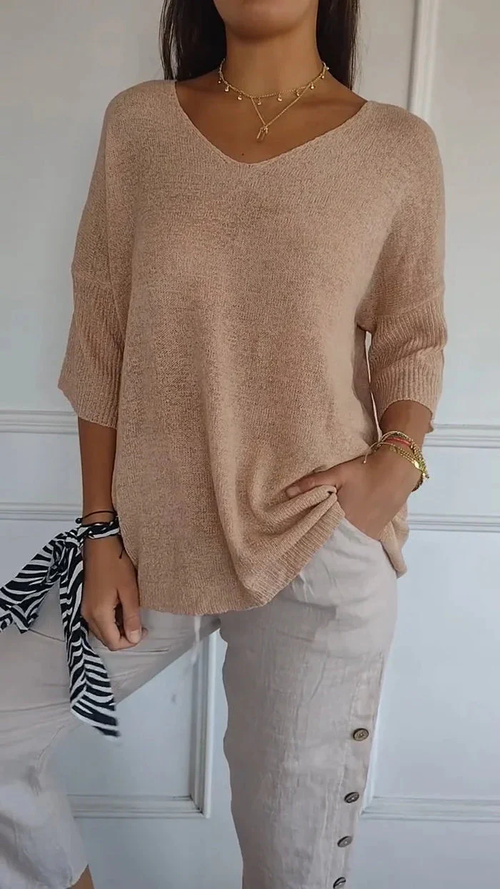 Heidi-Mode | Bequemes Damen Stricktop mit V-Ausschnitt - Image 3
