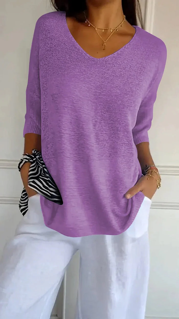 Heidi-Mode | Bequemes Damen Stricktop mit V-Ausschnitt - Image 5